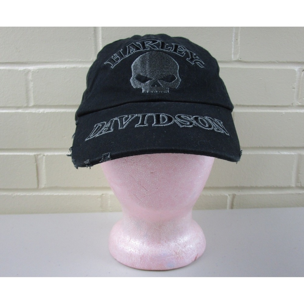 Harley-Davidson Motorcycles Strapback Hat Cap Biker Willie G Skull Distressed